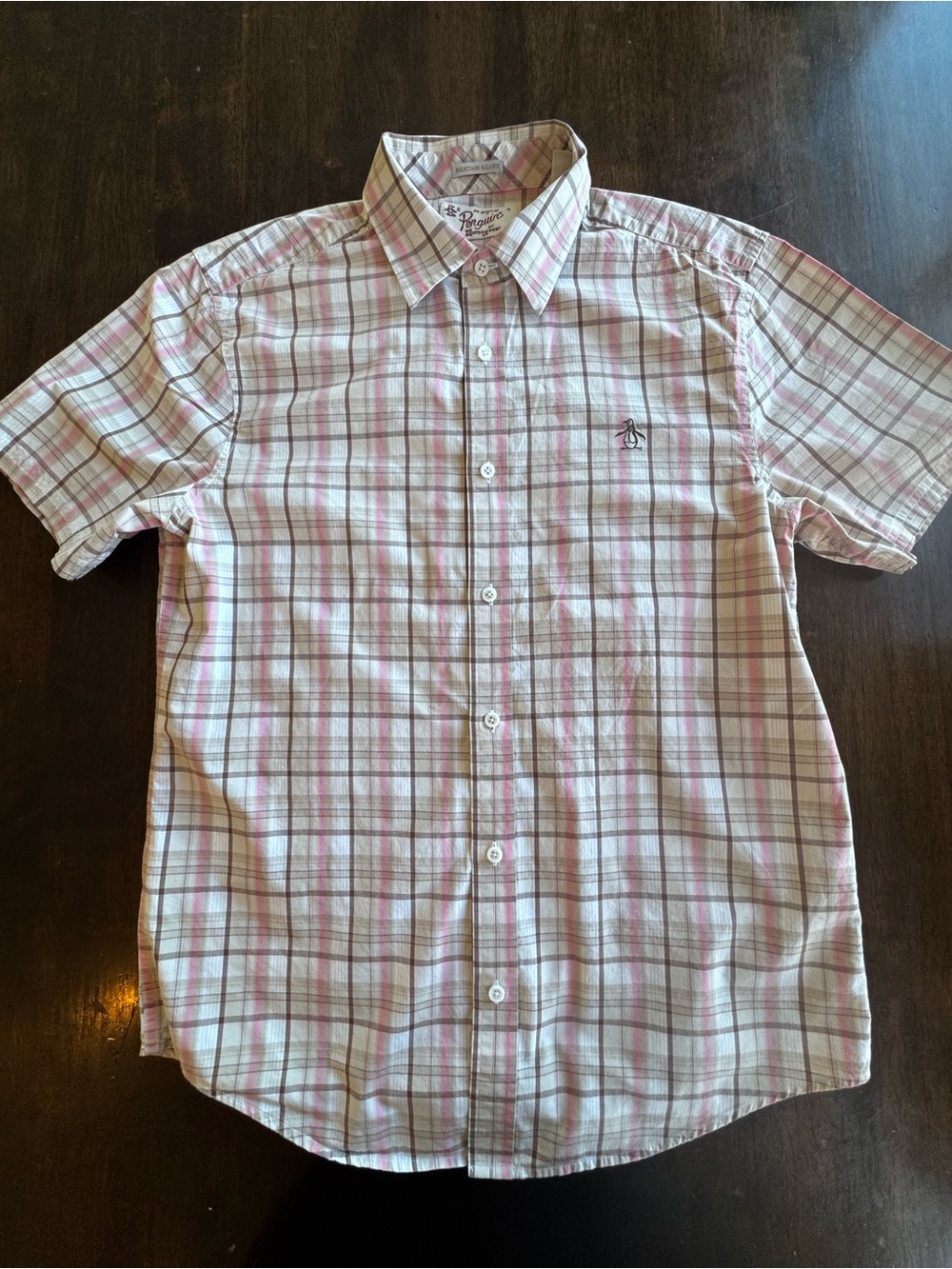 Original Penguin by Munsingwear short-sleeve button-down plaid shirt Medium